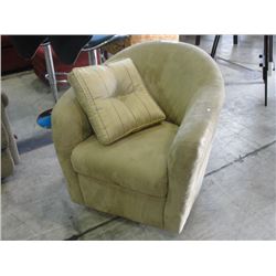 GOLDISH GREEN MICRO FIBRE SUEDE SWIVEL ARM CHAIR