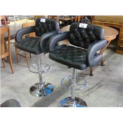 PAIR OF CHROME AND BLACK BAR STOOLS