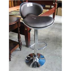 SINGLE CHROME AND BROWN BAR STOOL