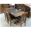 Image 1 : EARLY 1900S OAK DRAW LEAF DINING TABLE WITH 6 CHAIRS