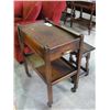 Image 2 : OAK SERVING CART AND OAK STOOL