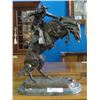 Image 2 : MARBLE BASE FREDERICK REMMINGTON BRONCO BUSTER BRONZE SCULPTURE