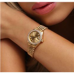 Ladies Rolex 18KT Yellow Gold Diamond DateJust Wristwatch