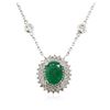 Image 3 : 14KT White Gold 1.18 ctw Emerald and Diamond Necklace