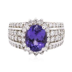 14KT White Gold 3.88 ctw Tanzanite and Diamond Ring