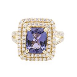 14KT Yellow Gold 3.24 ctw Tanzanite and Diamond Ring