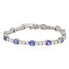 Image 3 : 14KT White Gold 6.48 ctw Tanzanite and Diamond Tennis Bracelet