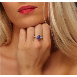 14KT White Gold 2.46 ctw Tanzanite and Diamond Ring