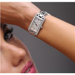 Ladies Cartier 18KT White Gold 2.00 ctw Diamond Tank Americaine Wristwatch