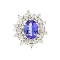 14KT White Gold 3.07 ctw Tanzanite and Diamond Ring