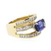 Image 4 : 18KT Yellow Gold 5.16 ctw Tanzanite and Diamond Ring