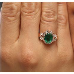 14KT Rose Gold 2.36 ctw Emerald and Diamond Ring