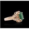 Image 4 : 14KT Rose Gold 2.36 ctw Emerald and Diamond Ring