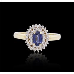 14KT Yellow Gold 0.63 ctw Sapphire and Diamond Ring