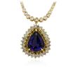 Image 3 : 14KT Yellow Gold 20.44 ctw GIA Certified Tanzanite and Diamond Necklace