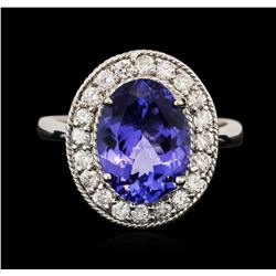 14KT White Gold 3.77 ctw Tanzanite and Diamond Ring