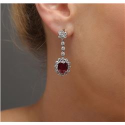 14KT White Gold 5.56 ctw Ruby and Diamond Earrings