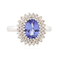 14KT White Gold 1.51 ctw Tanzanite and Diamond Ring