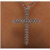 Image 5 : 14KT White Gold 0.77 ctw Diamond Cross Pendant With Chain