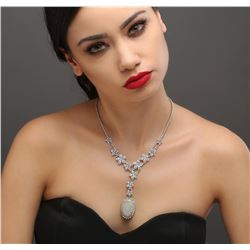 18KT White Gold 29.11 ctw Opal and Diamond Necklace