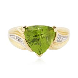 14KT Yellow Gold 3.00 ctw Peridot and Diamond Ring