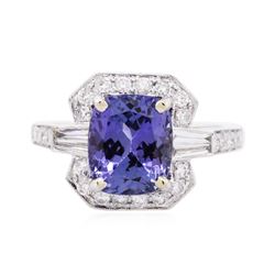 14KT White Gold 3.17 ctw Tanzanite and Diamond Ring