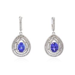 14KT White Gold 3.86 ctw Tanzanite and Diamond Earrings