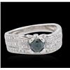 Image 3 : 18KT White Gold 0.98 ctw Blue Diamond Wedding Ring Set