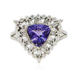 14KT White Gold 1.93 ctw Tanzanite and Diamond Ring