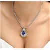 Image 2 : 14KT White Gold GIA Certified 16.56 ctw Tanzanite and Diamond Pendant With Chain