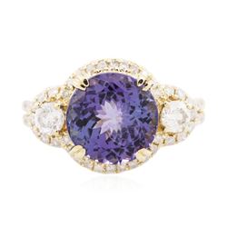 14KT Yellow Gold 4.48 ctw Tanzanite and Diamond Ring