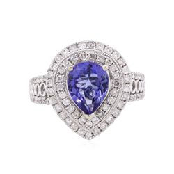 14KT White Gold 1.56 ctw Tanzanite and Diamond Ring