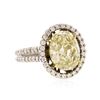 Image 2 : 14KT White Gold 4.74 ctw Fancy Yellow Diamond Ring