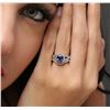 Image 6 : 14KT White Gold 1.22 ctw Tanzanite and Diamond Ring and Guard
