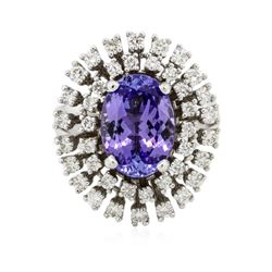 14KT White Gold 4.42 ctw Tanzanite and Diamond Ring