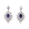 Image 3 : 14KT White Gold 1.86 ctw Sapphire and Diamond Earrings