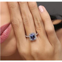 14KT White Gold 2.08 ctw Tanzanite and Diamond Ring