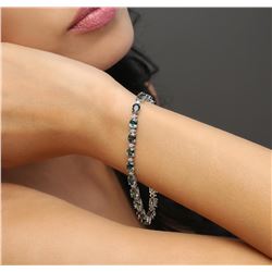 14KT White Gold 14.08 ctw Multi Color Sapphire and Diamond Bracelet