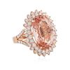 Image 4 : 14KT Rose Gold 13.41 ctw Morganite and Diamond Ring