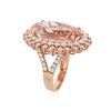 Image 6 : 14KT Rose Gold 13.41 ctw Morganite and Diamond Ring