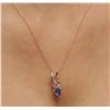 Image 2 : 14KT Rose Gold 1.05 ctw Tanzanite and Diamond Pendant With Chain