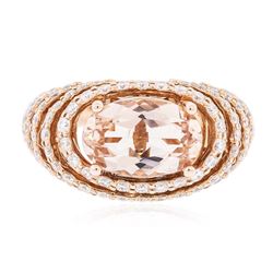 14KT Rose Gold 3.74 ctw Morganite and Diamond Ring