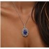 Image 5 : 14KT White Gold 8.01 ctw Tanzanite and Diamond Pendant With Chain