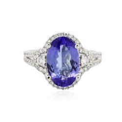 18KT White Gold 3.59 ctw Tanzanite and Diamond Ring