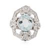 Image 3 : 14KT White Gold 4.51 ctw Aquamarine and Diamond Ring
