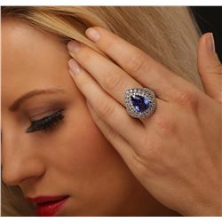 14KT White Gold 9.78 ctw Tanzanite and Diamond Ring