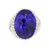 Image 3 : 18KT White Gold GIA Certified 25.57 ctw Tanzanite and Diamond Ring