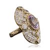 Image 2 : 14KT Yellow Gold 7.65 ctw Kunzite and Diamond Ring