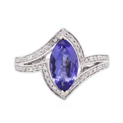 14KT White Gold 1.57 ctw Tanzanite and Diamond Ring