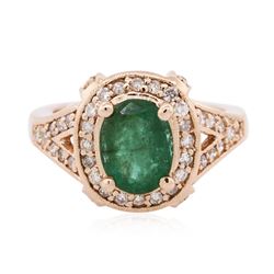 14KT Rose Gold 1.76 ctw Emerald and Diamond Ring